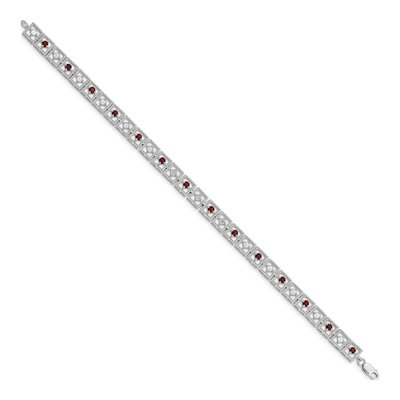 Sterling Silver Garnet & Diamond Bracelet – view 2