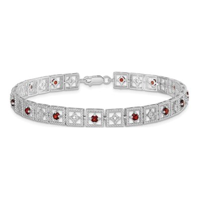 Sterling Silver Garnet & Diamond Bracelet – view 4
