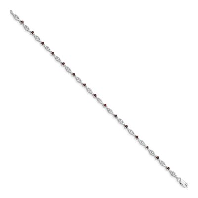 Sterling Silver Garnet & Diamond Bracelet – view 2