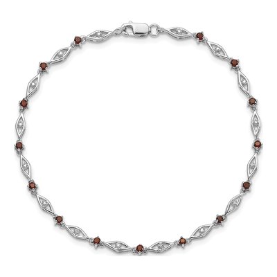 Sterling Silver Garnet & Diamond Bracelet – view 5