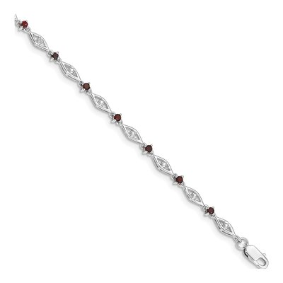 Sterling Silver Garnet & Diamond Bracelet