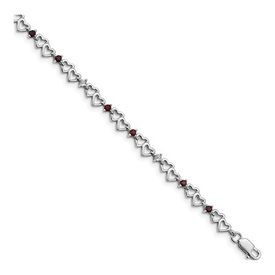 Sterling Silver Garnet & Diamond Bracelet