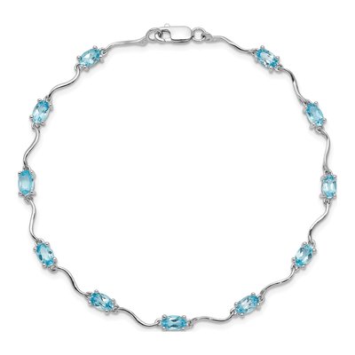Sterling Silver Swiss Blue Topaz Bracelet – view 4