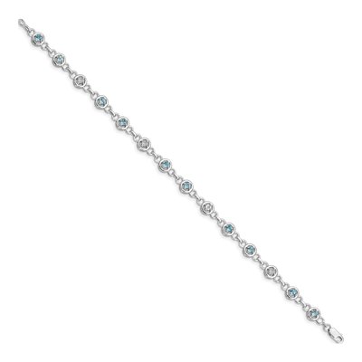 Sterling Silver Swiss Blue Topaz & Diamond Bracelet – view 2