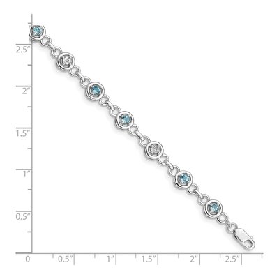 Sterling Silver Swiss Blue Topaz & Diamond Bracelet – view 3