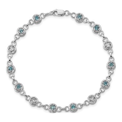 Sterling Silver Swiss Blue Topaz & Diamond Bracelet – view 4