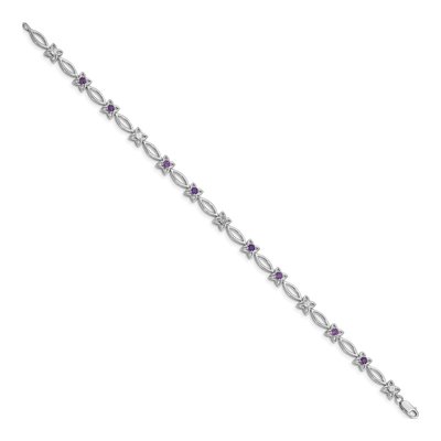 Sterling Silver Amethyst & Diamond Bracelet – view 2