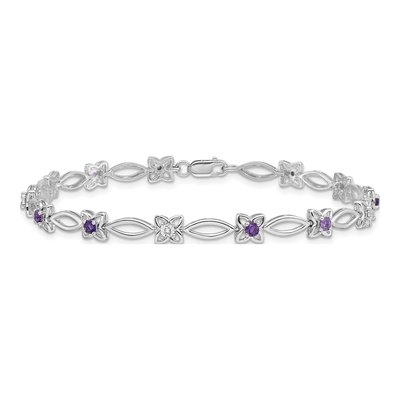 Sterling Silver Amethyst & Diamond Bracelet – view 3