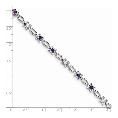 Sterling Silver Amethyst & Diamond Bracelet – view 4