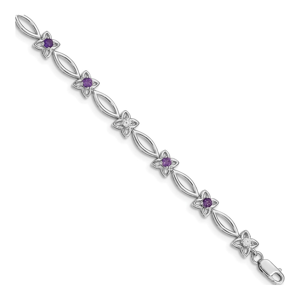 Sterling Silver Amethyst & Diamond Bracelet