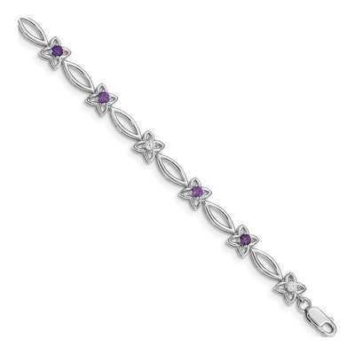 Sterling Silver Amethyst & Diamond Bracelet