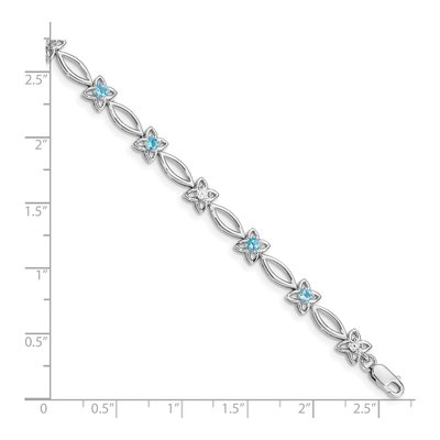 Sterling Silver Swiss Blue Topaz & Diamond Bracelet – view 3