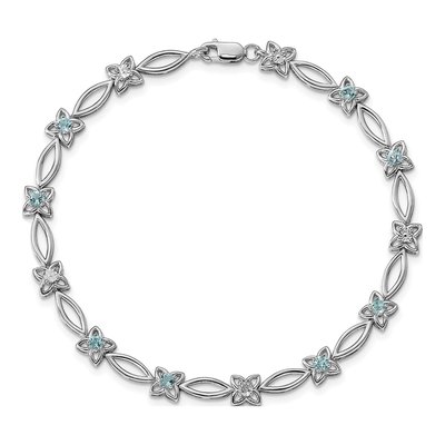 Sterling Silver Swiss Blue Topaz & Diamond Bracelet – view 4