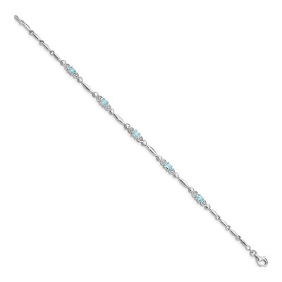 Sterling Silver Aquamarine & Diamond Bracelet – view 2