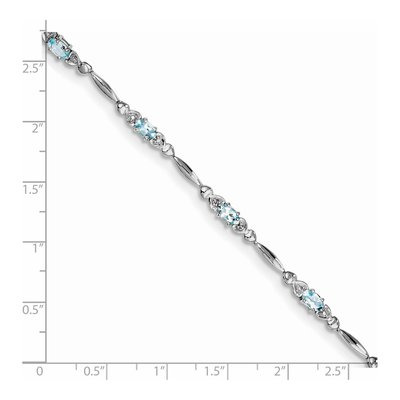 Sterling Silver Aquamarine & Diamond Bracelet – view 3