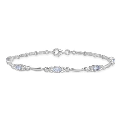 Sterling Silver Aquamarine & Diamond Bracelet – view 4