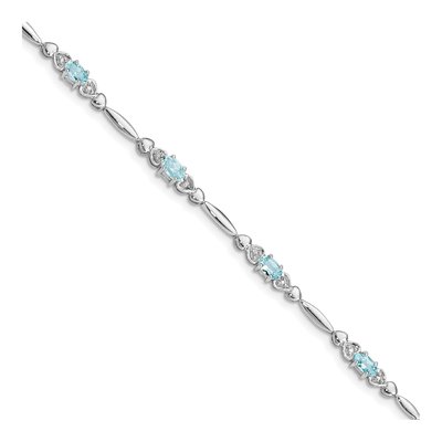 Sterling Silver Aquamarine & Diamond Bracelet