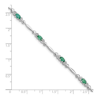 Sterling Silver Emerald & Diamond Bracelet – view 3