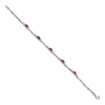 Sterling Silver Composite Ruby & Diamond Bracelet – view 2