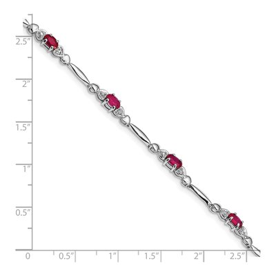Sterling Silver Composite Ruby & Diamond Bracelet – view 3