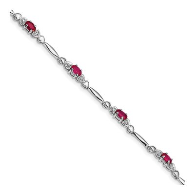 Sterling Silver Composite Ruby & Diamond Bracelet