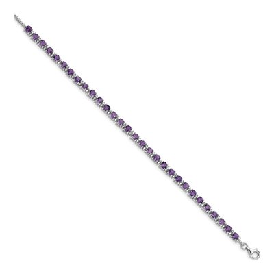 Sterling Silver Amethyst & Diamond Bracelet – view 2