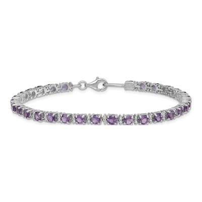 Sterling Silver Amethyst & Diamond Bracelet – view 3