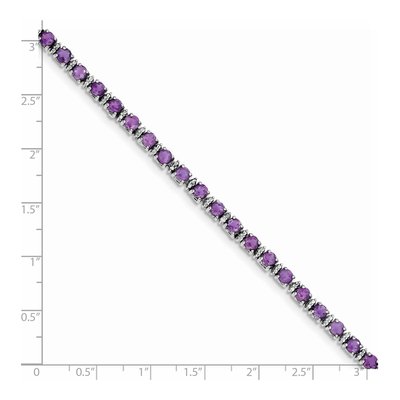 Sterling Silver Amethyst & Diamond Bracelet – view 4