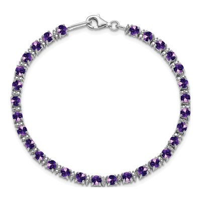 Sterling Silver Amethyst & Diamond Bracelet – view 5