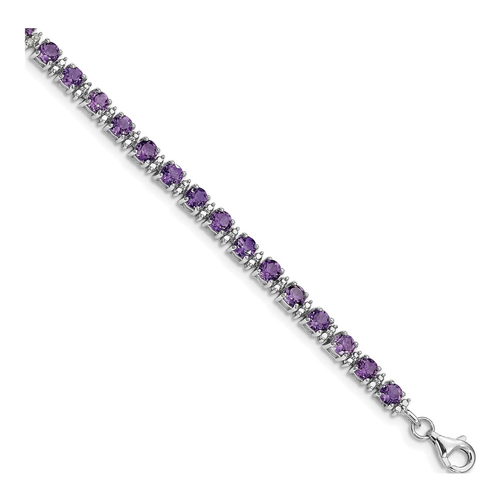 Sterling Silver Amethyst & Diamond Bracelet