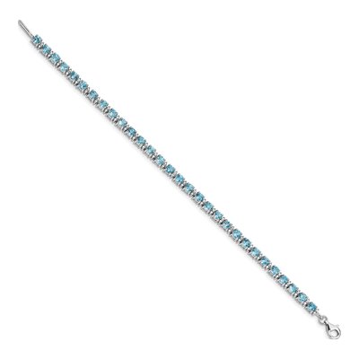 Sterling Silver Swiss Blue Topaz & Diamond Bracelet – view 2