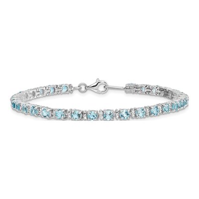 Sterling Silver Swiss Blue Topaz & Diamond Bracelet – view 3