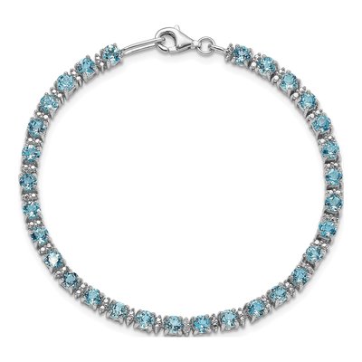 Sterling Silver Swiss Blue Topaz & Diamond Bracelet – view 5
