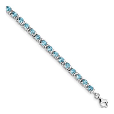 Sterling Silver Swiss Blue Topaz & Diamond Bracelet