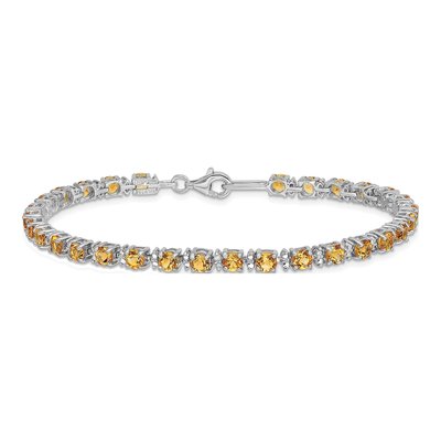 Sterling Silver Citrine & Diamond Bracelet – view 3