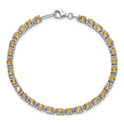 Sterling Silver Citrine & Diamond Bracelet – view 4