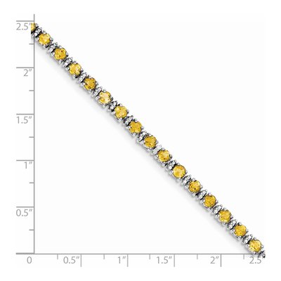 Sterling Silver Citrine & Diamond Bracelet – view 5