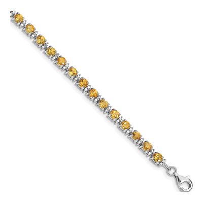 Sterling Silver Citrine & Diamond Bracelet
