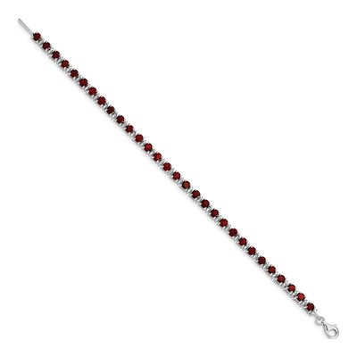 Sterling Silver Garnet & Diamond Bracelet – view 2