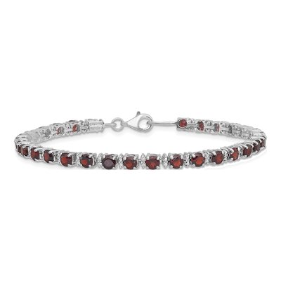 Sterling Silver Garnet & Diamond Bracelet – view 3