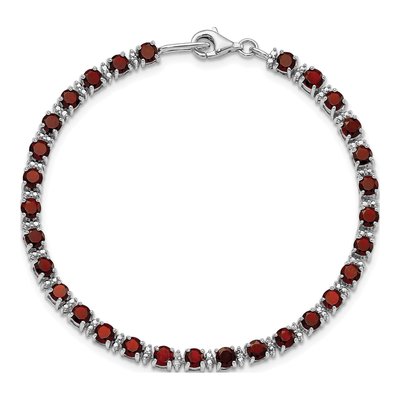 Sterling Silver Garnet & Diamond Bracelet – view 5