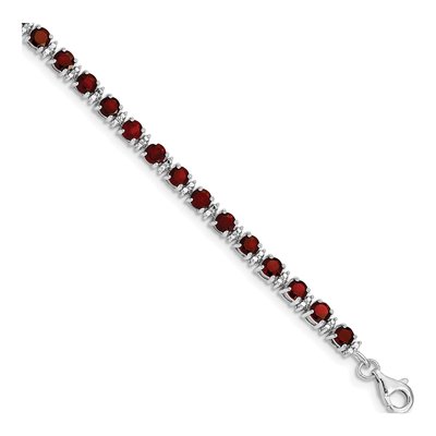 Sterling Silver Garnet & Diamond Bracelet