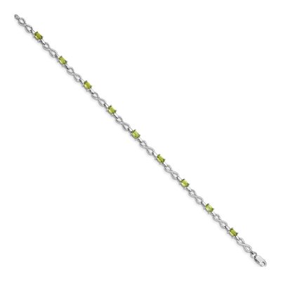 Sterling Silver Peridot & Diamond Bracelet – view 2