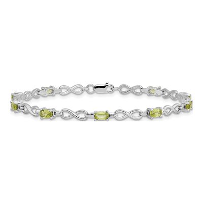 Sterling Silver Peridot & Diamond Bracelet – view 3