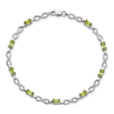 Sterling Silver Peridot & Diamond Bracelet – view 5