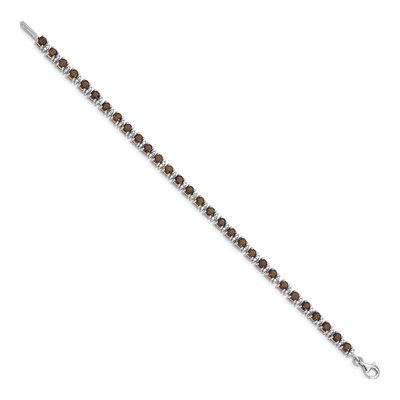 Sterling Silver Smoky Quartz & Diamond Bracelet – view 2