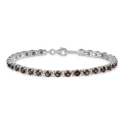 Sterling Silver Smoky Quartz & Diamond Bracelet – view 4