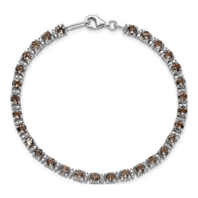 Sterling Silver Smoky Quartz & Diamond Bracelet – view 5