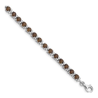Sterling Silver Smoky Quartz & Diamond Bracelet
