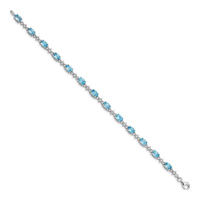 Sterling Silver Swiss Blue Topaz & White Topaz Bracelet – view 2